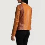 Brown Leather Coat Womens on Model - Back View