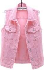 Denim Vest Pink front view