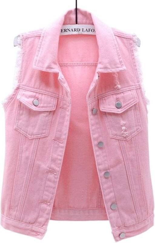 Denim Vest Pink front view