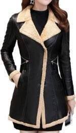 Ladies Leather Coat With Fur