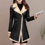 Ladies Leather Coat With Fur 2