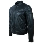 Leather Biker Jacket Mens - Back View