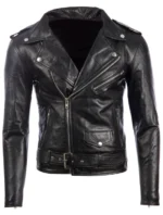 Leather Jacket Motorcycle - Front View