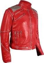 Leather jacket with red side view