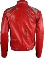 Leather jacket with red back view