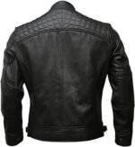 Mens Black Leather Motorcycle Jacket - Back View