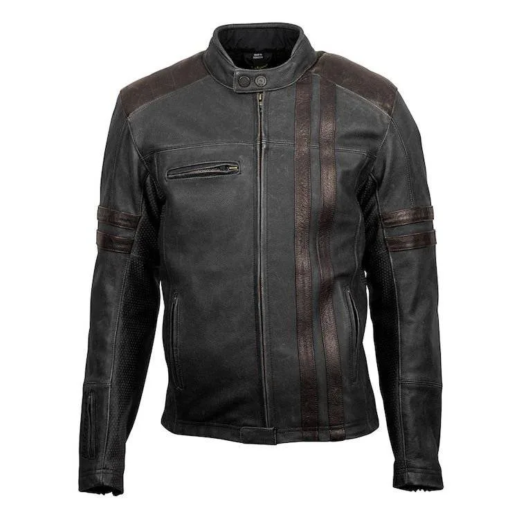Mens Real Leather Biker Jacket - Front View