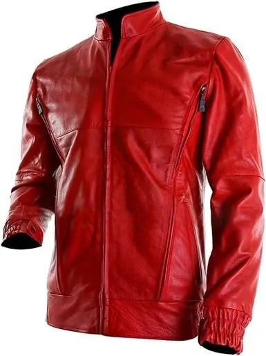 Red Leather Biker Jacket 2