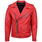 Red motorcycle jacket front view