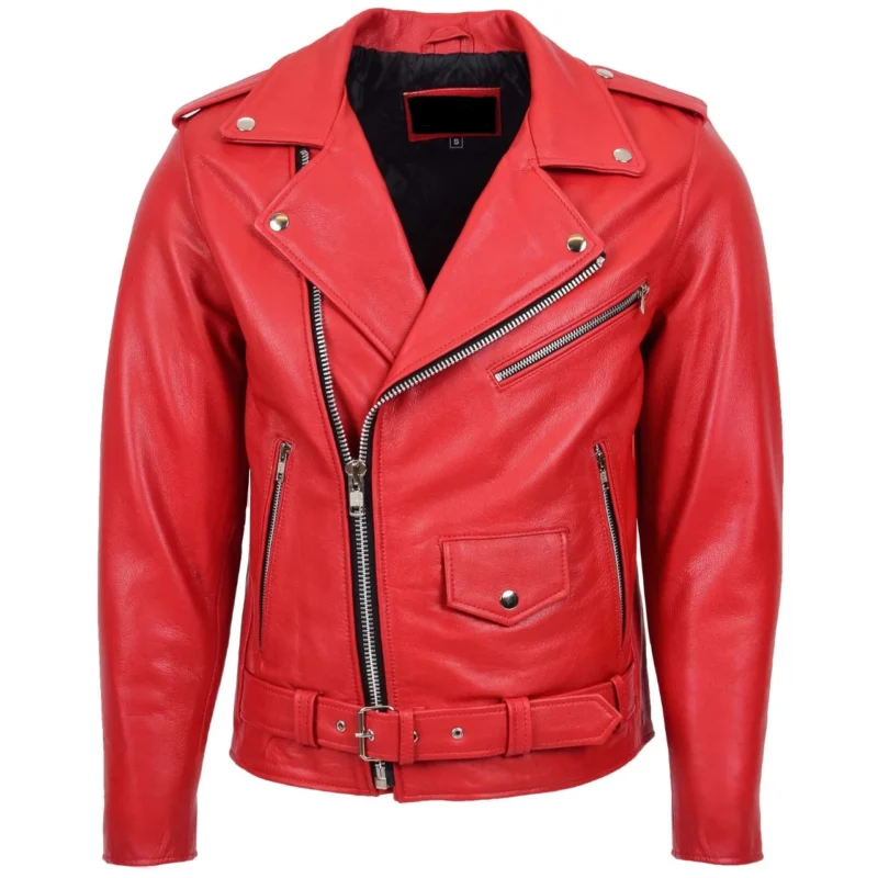 Red motorcycle jacket front view