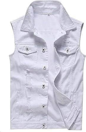 White Denim Vest Mens front view