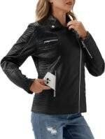 Womens Black Faux Leather Jacket 3