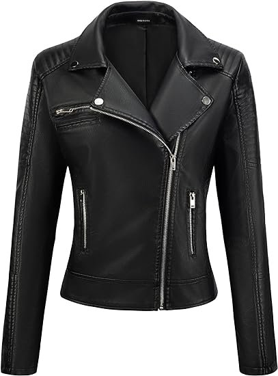 Womens Black Faux Leather Jacket