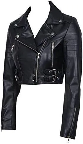 Women's Cropped Motorcycle Jacket