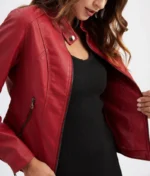 Womens Faux Leather Moto Jacket 2