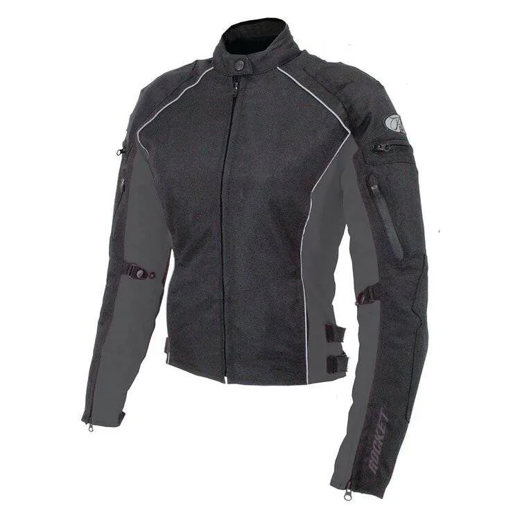 Stylish motorcycle jacket designed for women riders.