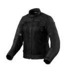 Trendy protective jacket for female motorcyclists.