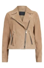 beige leather jacket