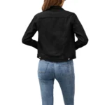 Black denim womens jacket back view