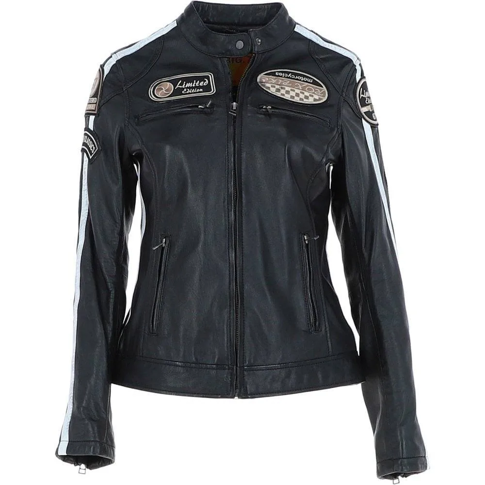 black leather biker jacket womens