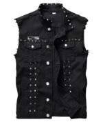 Black vest denim front view