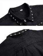 Close-up of black vest denim fabric