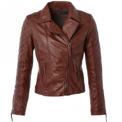 brown biker jacket womens