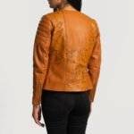 Brown Leather Jacket For Women - Back View