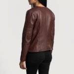 Brown Leather Jacket Women’s Clothing - Back View