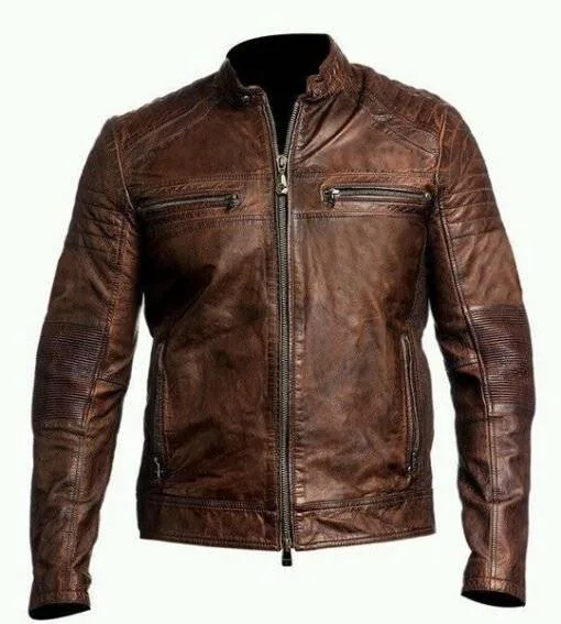 Brown Pleather Jacket - Front View