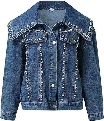 Cool denim jacket for women front view