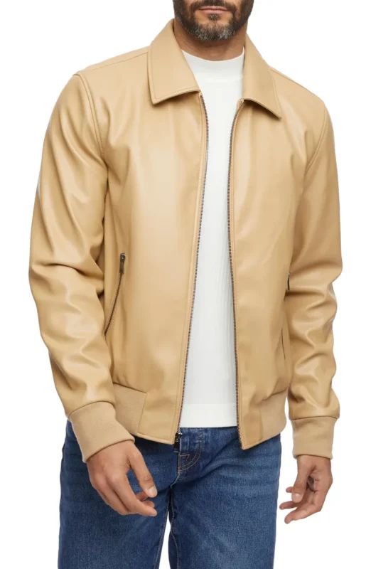 cream leather coat