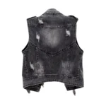 Denim biker vest back view