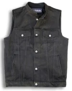 Denim jean vest mens front view