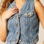 Denim jean vest womens front view