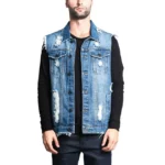 Denim mens vest front view