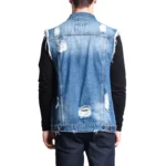 Denim mens vest back view