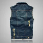 Men's denim vest back view