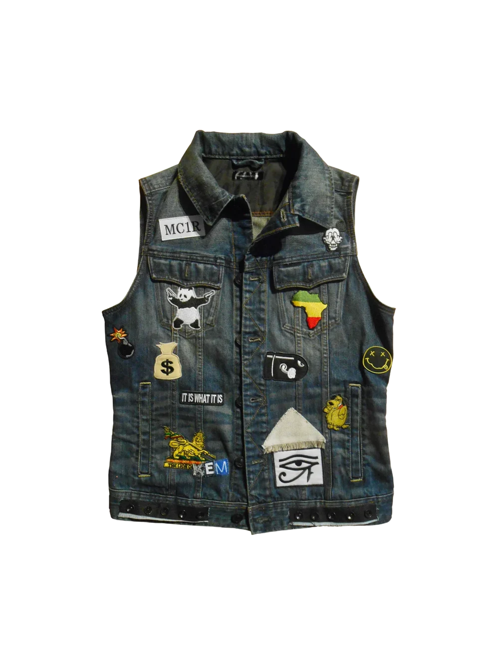 Denim vest jacket front view