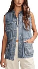 Denim Vest Long front view