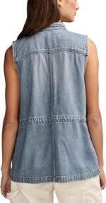 Long denim vest back view