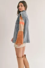 Oversized denim vest side view