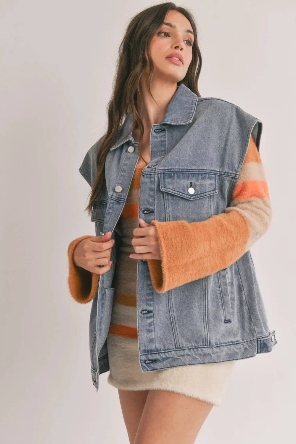 Denim Vest Oversized front view