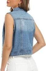 Women's denim vest back view