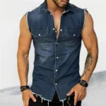 Denim vests men front view