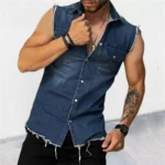 Denim vests men side view