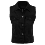 Fitted denim vest front view