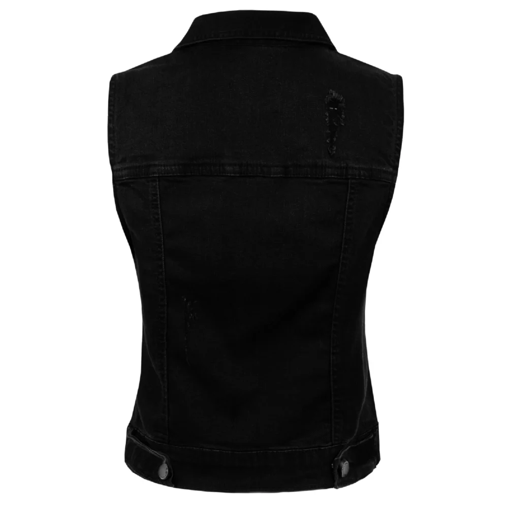 Fitted denim vest back view