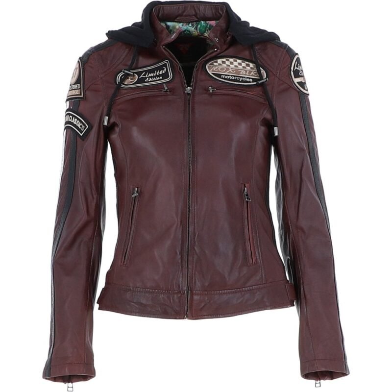 genuine leather jacket womens with hood