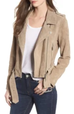 ladies cream leather jacket